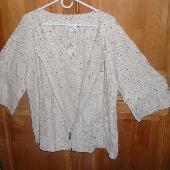 DRESSBARN Womans Unusual 3X Wool Knit Zip Sweater with 3/4 Flare Sleeves - Picture 4 of 5